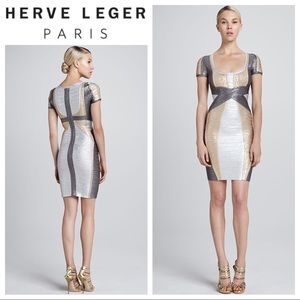 Hervé Léger “Carolyn” Colorblock Metallic Bandage